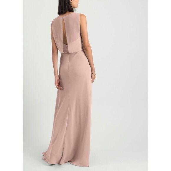 Jenny Yo Paltrow Overlay Chiffon Gown Maxi dress blush Pink Size 10 - Picture 4 of 16